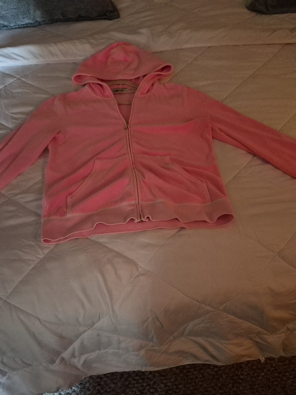 RARE FIND VELOUR Juicy Couture Bubblegum Hooded Zip-Up Jacket XL